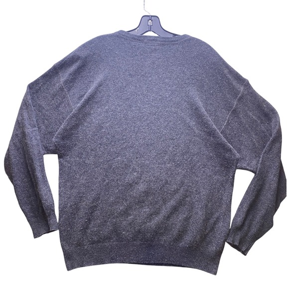 Tommy Hilfiger Sweater Mens Medium Gray Silk Angora Blend Preppy Academia - Picture 2 of 9